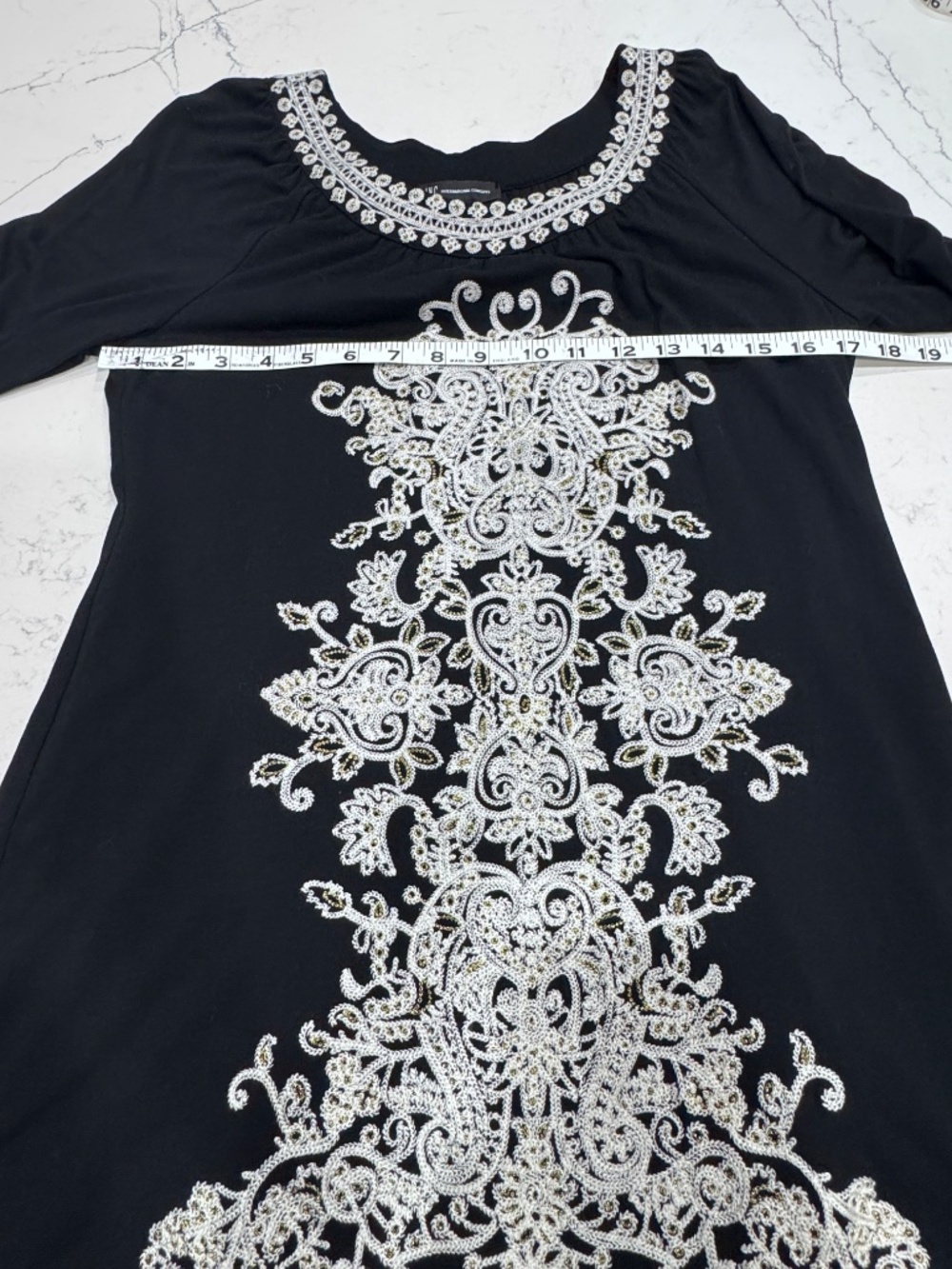 INC International Concepts Black Boho Embroidered Tunic Dress Size Large - Picture 10 of 12